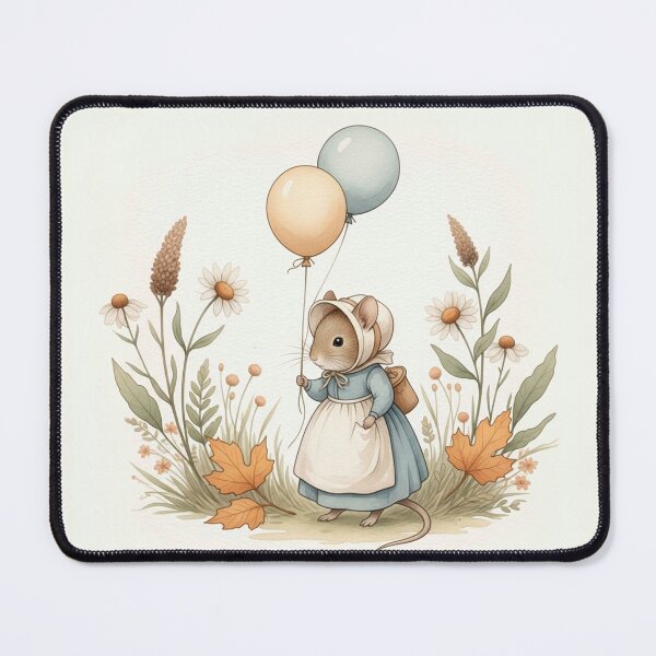 Item preview, Mice and Balloons | Autumn Cottagecore Illustration designed and sold by Pasteltone.