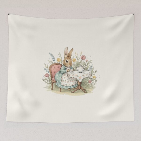 Item preview, Cottagecore Bunny Tea Party designed and sold by Pasteltone.