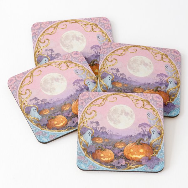 Item preview, Halloween Dreamscape – Art Nouveau Moon & Pumpkins designed and sold by Athena2445.