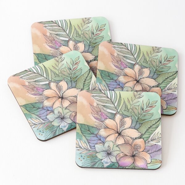 Item preview, Tropical Florals and Leaves Illustration designed and sold by J Marielle Designs.