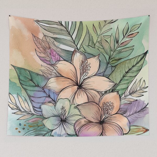 Item preview, Tropical Florals and Leaves Illustration designed and sold by J Marielle Designs.