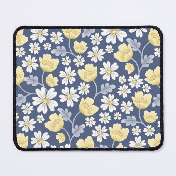 Item preview, Arctic Floral chickweed and Svalbard poppy pattern on french navy designed and sold by HazelFisher.