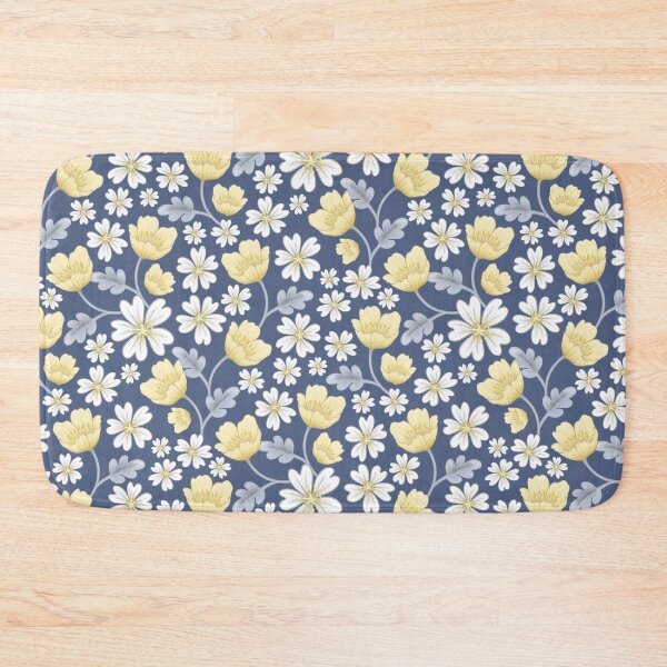 Item preview, Arctic Floral chickweed and Svalbard poppy pattern on french navy designed and sold by HazelFisher.