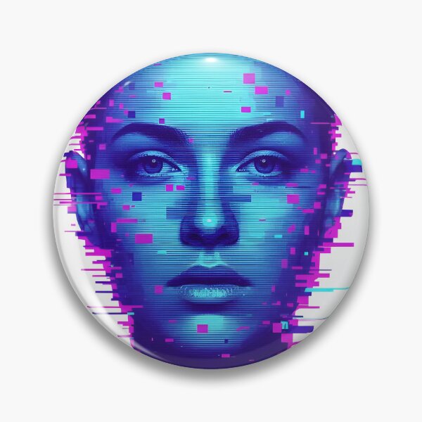 Item preview, Glitch Art Portrait Blue Magenta Hues designed and sold by ShadowArt-Sahil.