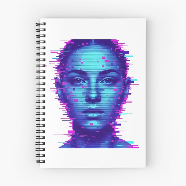 Item preview, Glitch Art Portrait Blue Magenta Hues designed and sold by ShadowArt-Sahil.