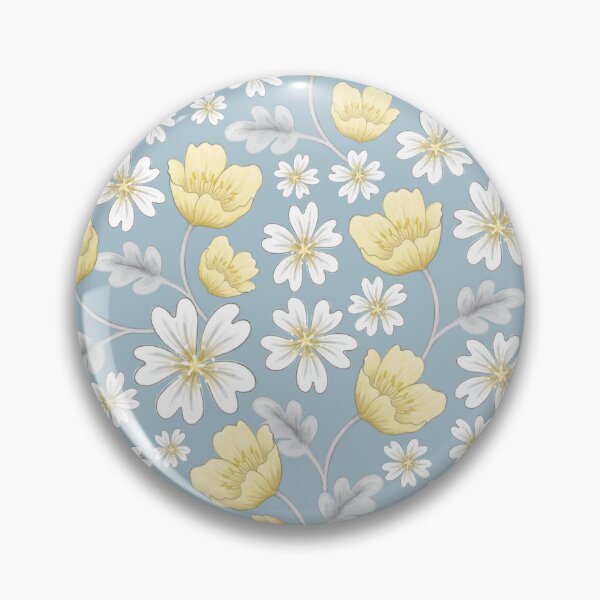 Item preview, Arctic Floral chickweed and Svalbard poppy pattern on nordic blue designed and sold by HazelFisher.