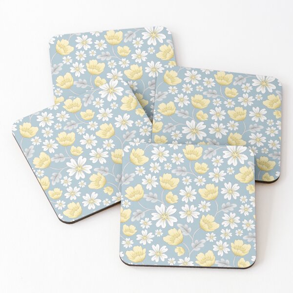 Item preview, Arctic Floral chickweed and Svalbard poppy pattern on nordic blue designed and sold by HazelFisher.