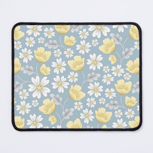 Item preview, Arctic Floral chickweed and Svalbard poppy pattern on nordic blue designed and sold by HazelFisher.