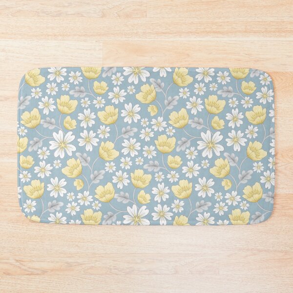 Item preview, Arctic Floral chickweed and Svalbard poppy pattern on nordic blue designed and sold by HazelFisher.