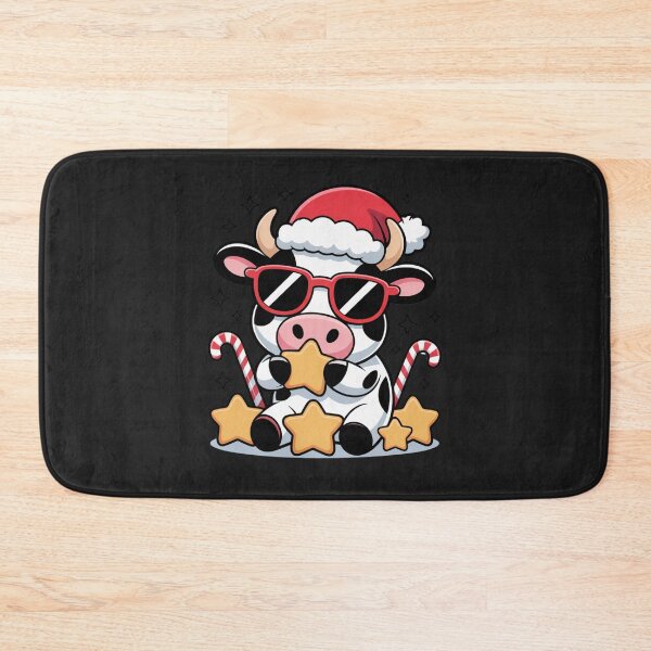 Item preview, Christmas Cow Cute Kawaii Funny Santa Holiday Art designed and sold by ColorSplash123.