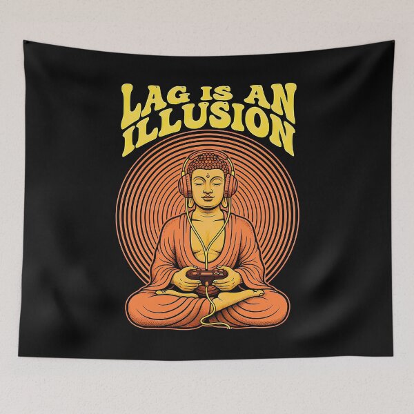 Item preview, Gamer Buddha Lag Is An Illusion Funny Gaming Zen Meditation designed and sold by GrandeDuc.