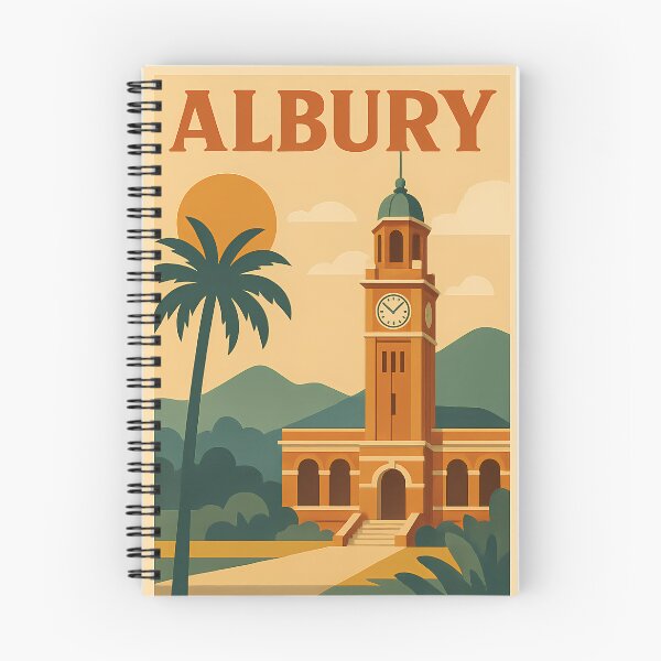 Item preview, Vintage Stamp of Albury | Retro Travel Design | Mid-Century Modern Australia | Collectible Stamp-Inspired Art | Albury Souvenir Design designed and sold by PaintedPixels01.