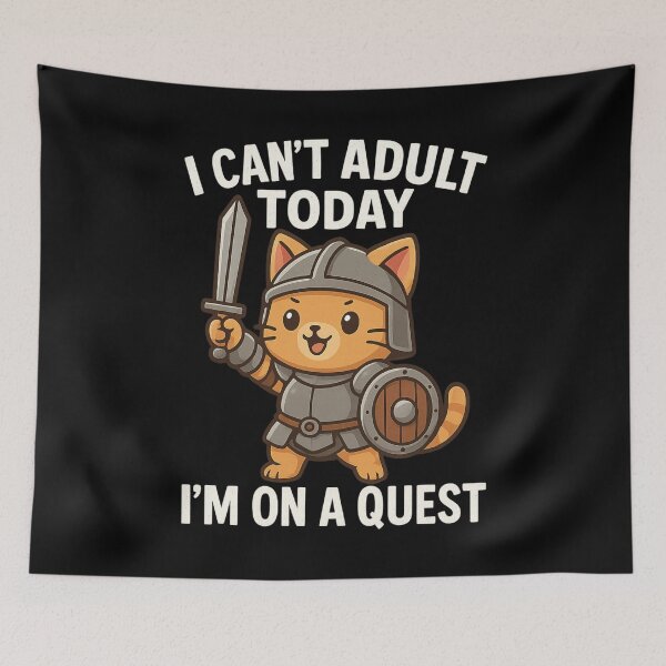 Item preview, "I Can't Adult Today, I'm On a Quest" Funny Cat Gamer – Perfect Gift for Boyfriend or Dad designed and sold by ContTraders.