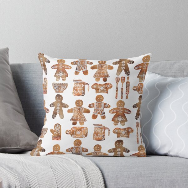 Item preview, A cute pattern of scandi inspired gingerbread men and women and baking utensils designed and sold by Hillary Holt.