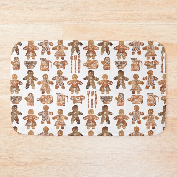 Item preview, A cute pattern of scandi inspired gingerbread men and women and baking utensils designed and sold by Hillary Holt.