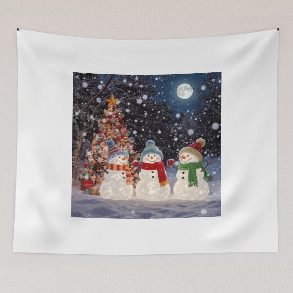 Item preview, Happy Snowmen by the Christmas Tree Under the Full Moon❄️ designed and sold by acceleratorhams.