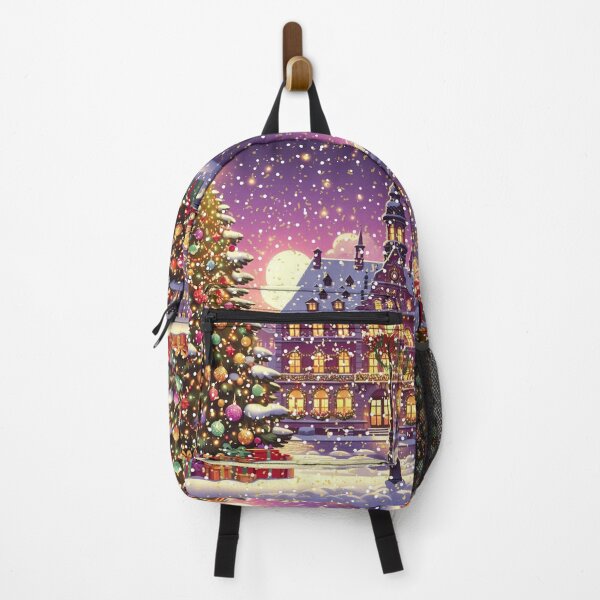 Item preview, Christmas City Scene – Cozy Winter Town Illustration with Christmas Trees and Lights designed and sold by Sugar Wisdom .