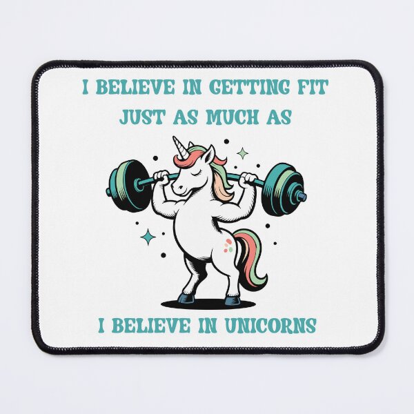 Item preview, Sarcastic Unicorn Gym Design – ‘I Believe in Getting Fit as Much as I Believe in Unicorns’ designed and sold by ChibiNekoSpace.