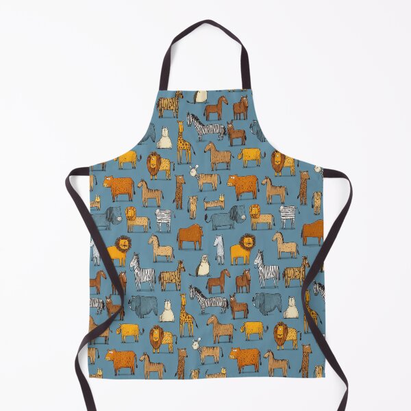 Item preview, Artistic Hand-Sketched Zoo Animals on Blue Pattern designed and sold by Piotrek0001.