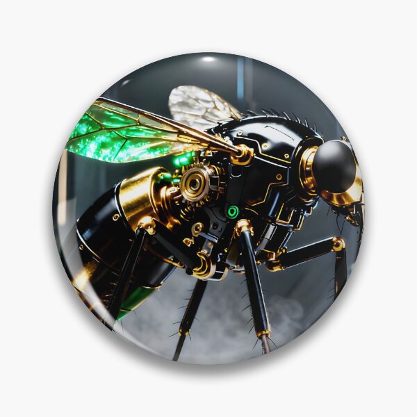 Item preview, Black Gold Mechanical Fly Robot - Cyberpunk Steampunk Insect Art designed and sold by Peter Kraaibeek Art Gallery.