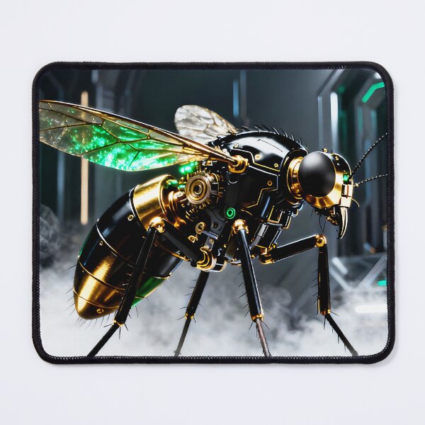 Item preview, Black Gold Mechanical Fly Robot - Cyberpunk Steampunk Insect Art designed and sold by Peter Kraaibeek Art Gallery.