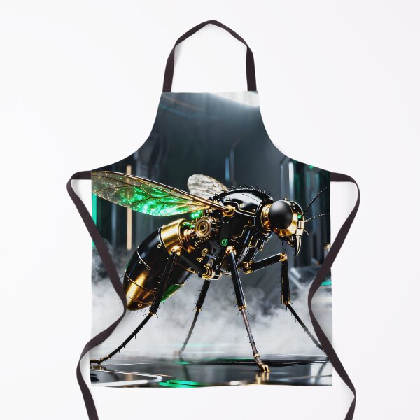 Item preview, Black Gold Mechanical Fly Robot - Cyberpunk Steampunk Insect Art designed and sold by Peter Kraaibeek Art Gallery.