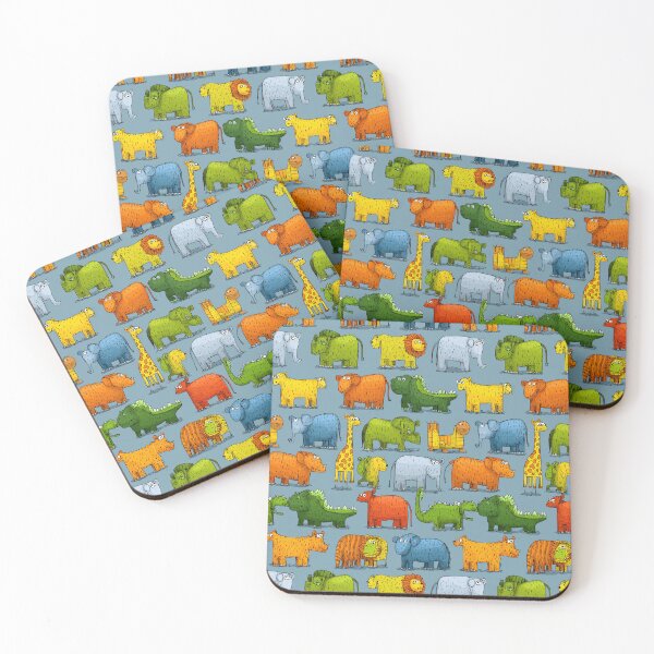 Item preview, Colorful Blocky Hand-Drawn Safari Animal Parade designed and sold by Piotrek0001.
