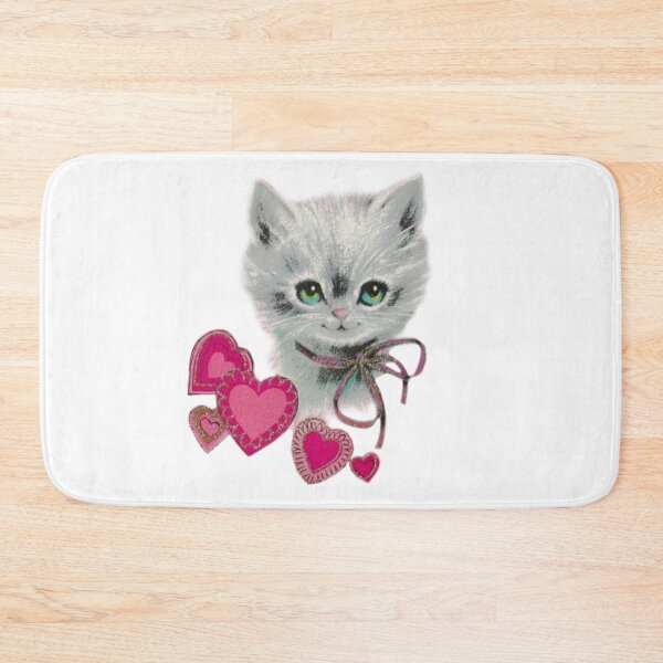 Item preview, Vintage cat with pink hearts designed and sold by Pixiedrop.