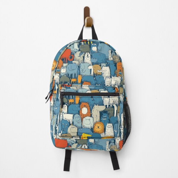 Item preview, Chaotic Blue and White Cartoon Animal Gathering designed and sold by Piotrek0001.