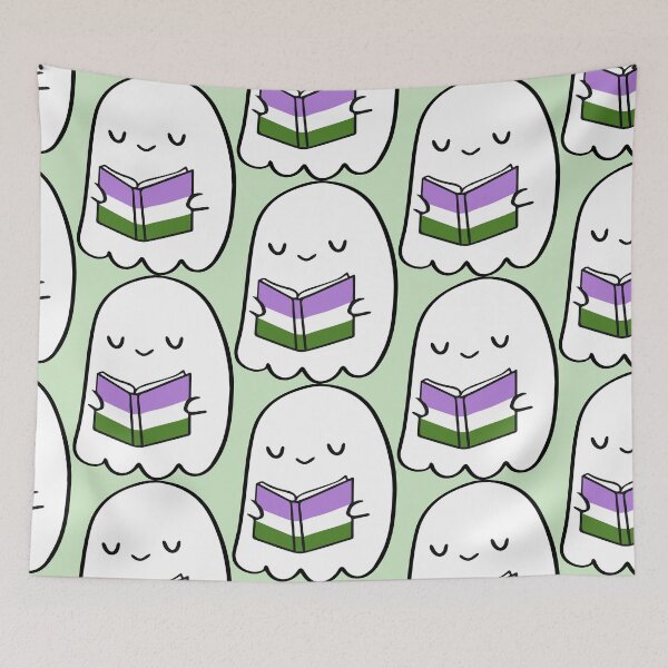 Item preview, Genderqueer Reading Ghost | Cute Pride Bookworm designed and sold by Cannaxes Studio.