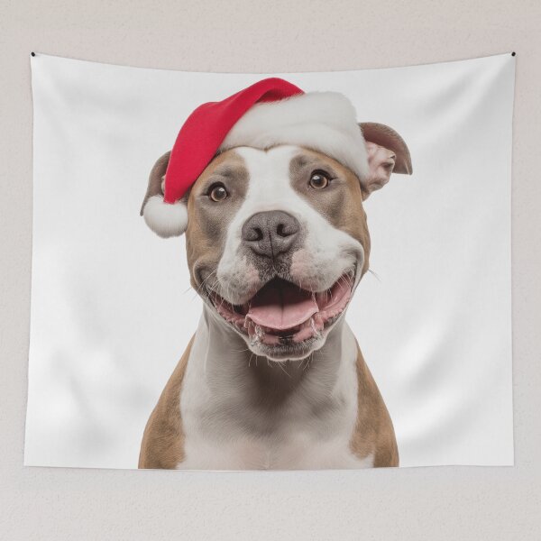Item preview, American Staffordshire Terrier with Christmas Hat – Festive AmStaff dog Xmas Design designed and sold by LazyOwlStore.