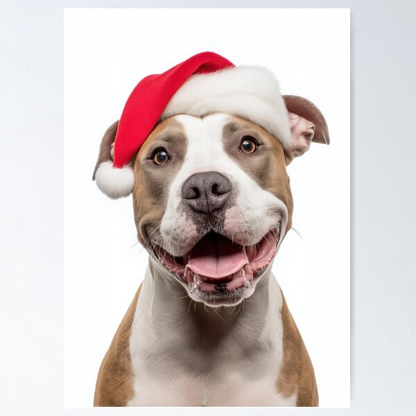 Item preview, American Staffordshire Terrier with Christmas Hat – Festive AmStaff dog Xmas Design designed and sold by LazyOwlStore.