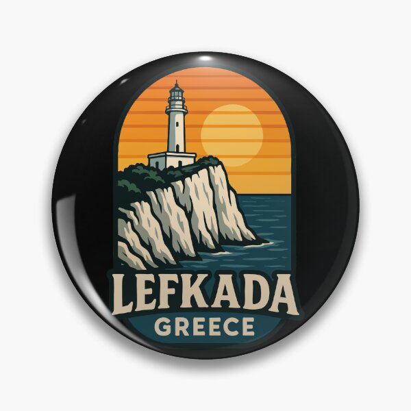 Item preview, Lefkada Greece Lighthouse Cape Ducato Retro designed and sold by TomFrontierArt.