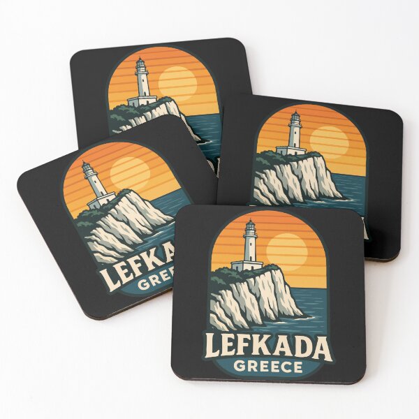 Item preview, Lefkada Greece Lighthouse Cape Ducato Retro designed and sold by TomFrontierArt.