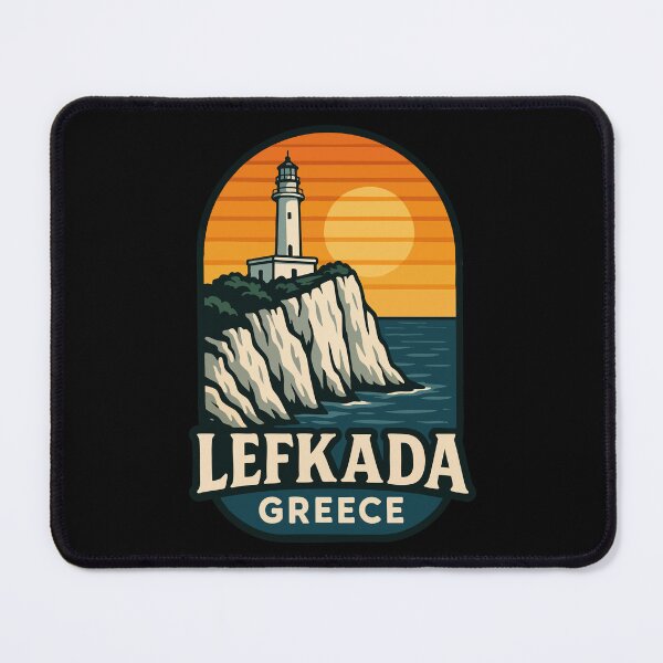 Item preview, Lefkada Greece Lighthouse Cape Ducato Retro designed and sold by TomFrontierArt.