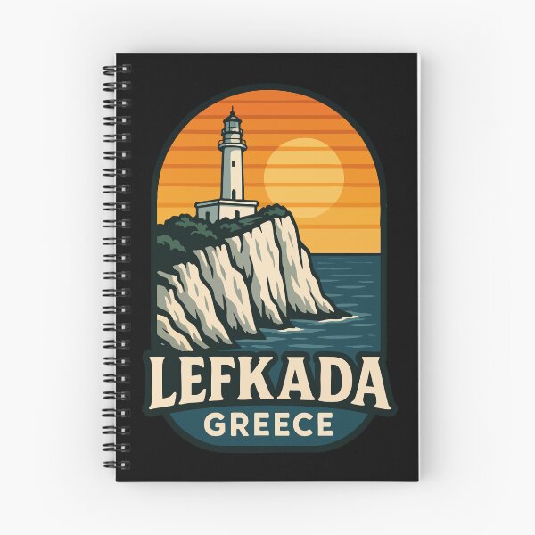 Item preview, Lefkada Greece Lighthouse Cape Ducato Retro designed and sold by TomFrontierArt.