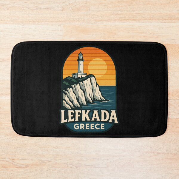 Item preview, Lefkada Greece Lighthouse Cape Ducato Retro designed and sold by TomFrontierArt.