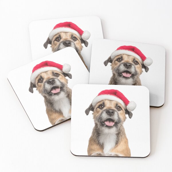 Item preview, Border Terrier with Christmas Hat – Festive Border Terrier Xmas Design designed and sold by LazyOwlStore.