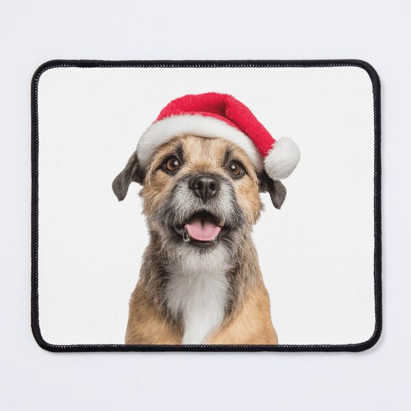 Item preview, Border Terrier with Christmas Hat – Festive Border Terrier Xmas Design designed and sold by LazyOwlStore.