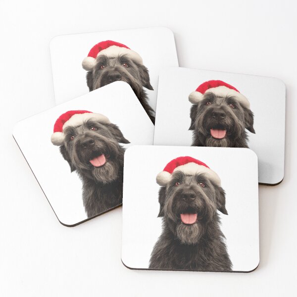 Item preview, Bouvier des Flandres dog with Christmas Hat – Festive Flanders Cattle dog Xmas Design designed and sold by LazyOwlStore.