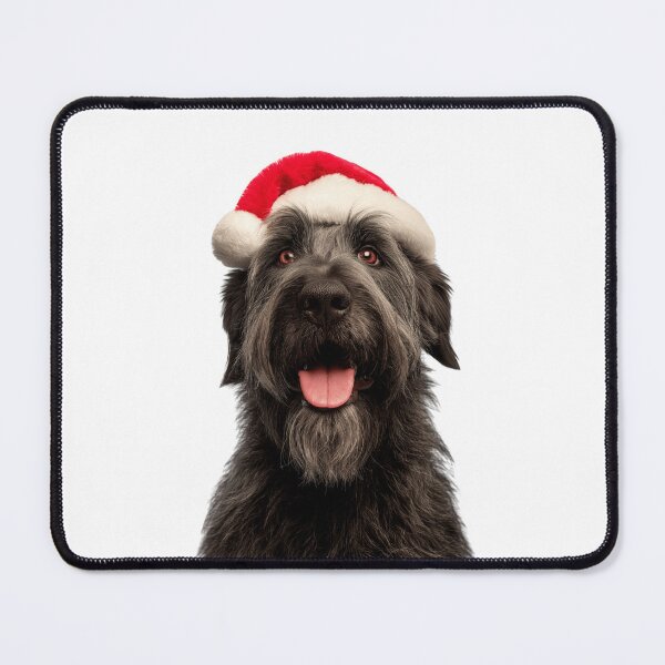 Item preview, Bouvier des Flandres dog with Christmas Hat – Festive Flanders Cattle dog Xmas Design designed and sold by LazyOwlStore.