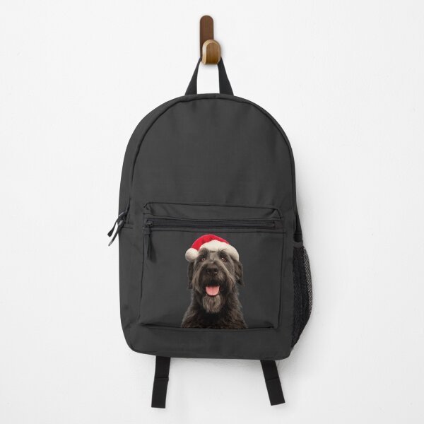 Item preview, Bouvier des Flandres dog with Christmas Hat – Festive Flanders Cattle dog Xmas Design designed and sold by LazyOwlStore.