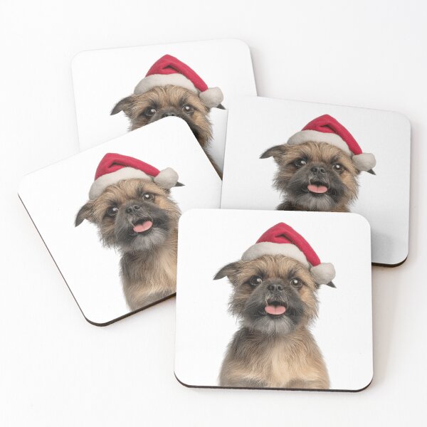 Item preview, Brussels Griffon with Christmas Hat – Festive Griffon Bruxellois dog Xmas Design designed and sold by LazyOwlStore.