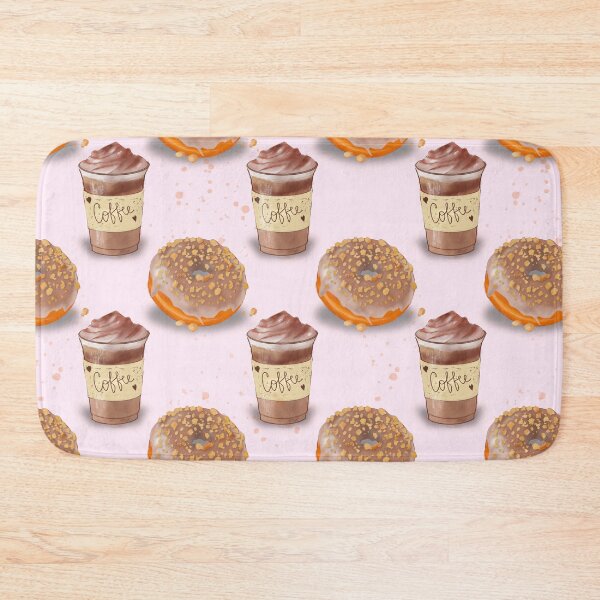 Item preview, Cozy coffee an donut digital hand drawn illustration with pink background designed and sold by dreamseller88.
