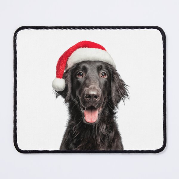 Item preview, Flat-coated Retriever with Christmas Hat – Festive Flattie dog Xmas Design designed and sold by LazyOwlStore.