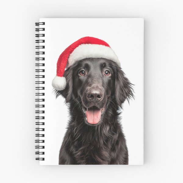 Item preview, Flat-coated Retriever with Christmas Hat – Festive Flattie dog Xmas Design designed and sold by LazyOwlStore.
