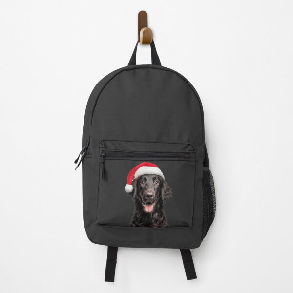 Item preview, Flat-coated Retriever with Christmas Hat – Festive Flattie dog Xmas Design designed and sold by LazyOwlStore.