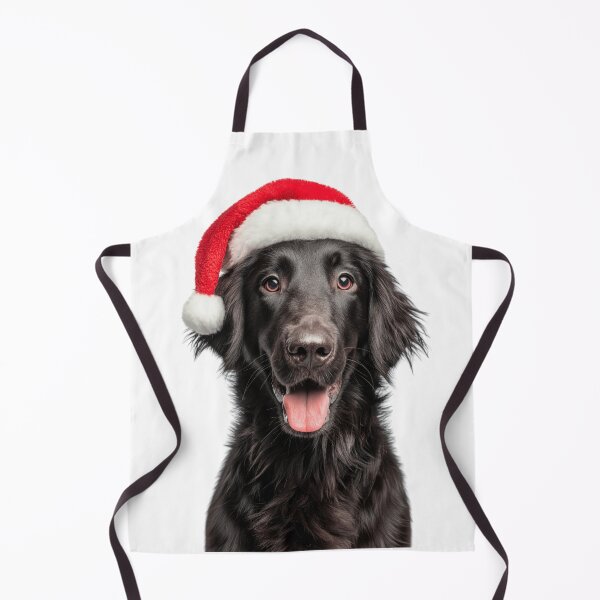 Item preview, Flat-coated Retriever with Christmas Hat – Festive Flattie dog Xmas Design designed and sold by LazyOwlStore.