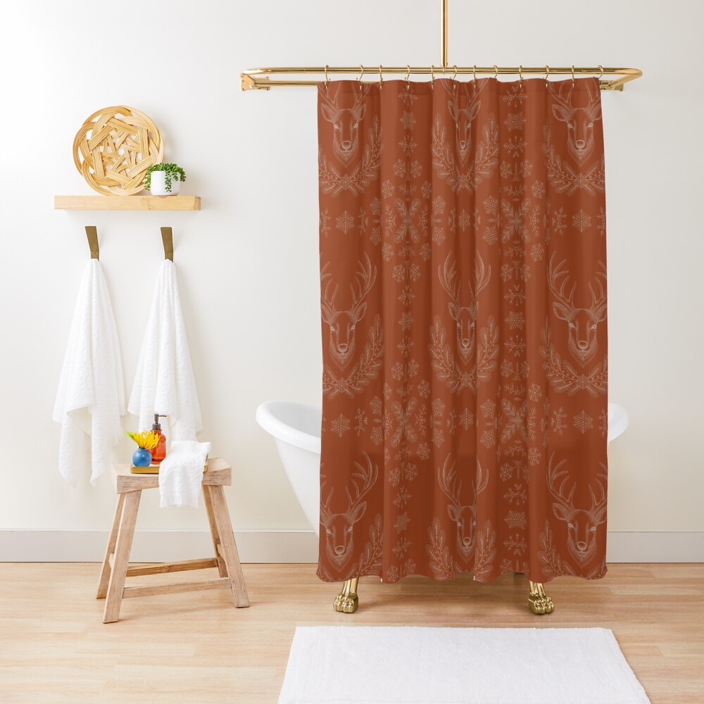 terracotta winter sga snowflakes shower curtain