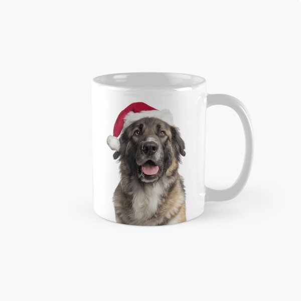 Item preview, Leonberger dog with Christmas Hat – Festive Gentle Giant dog Xmas Design designed and sold by LazyOwlStore.